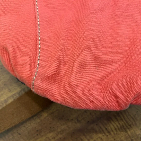 Fossil Red Canvas with Leather Accents Crossbody Purse Handbag Adjustable Strap - Picture 13 of 15